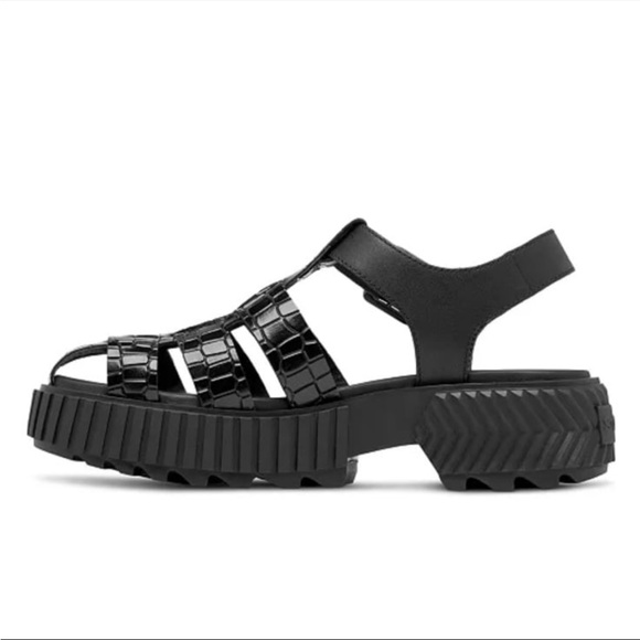 New Sorel Ona Black Platform Sandals 6 - Picture 3 of 9